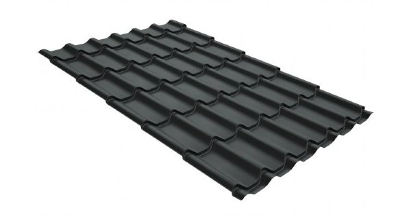 Металлочерепица классик GL 0,5 GreenCoat Pural Matt RR 23 темно-серый (RAL 7024 мокрый асфальт) купить в Миассе