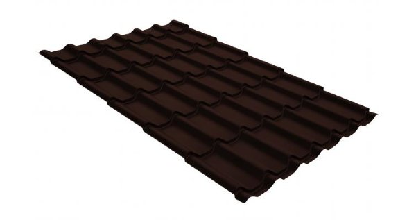 Металлочерепица классик GL 0,5 GreenCoat Pural Matt RR 887 шоколадно-коричневый (RAL 8017 шоколад) купить в Миассе