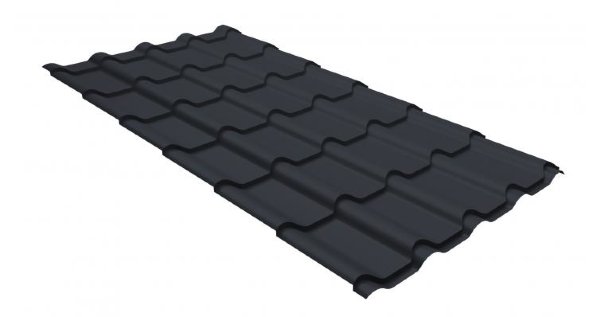 Металлочерепица камея GL 0,5 GreenCoat Pural matt RR 23 темно-серый (RAL 7024 мокрый асфальт) купить в Миассе