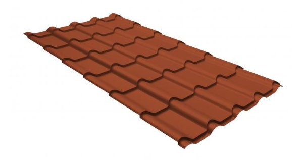 Металлочерепица камея GL 0,5 GreenCoat Pural RR 750 кирпично-красный (RAL 8004 терракота) купить в Миассе