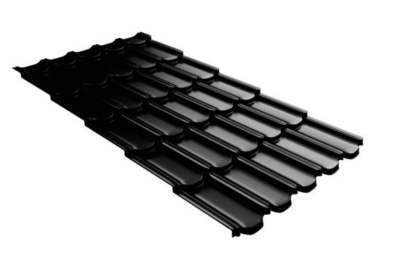 Металлочерепица квинта плюс с 3D резом 0,5 GreenСoat Pural Matt RR 33 черный (RAL 9005 черный) купить в Миассе