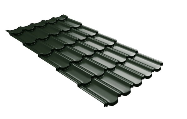Металлочерепица квинта плюс с 3D резом 0,5 GreenСoat Pural RR 11 темно-зеленый (RAL 6020 хромовая зелень) купить в Миассе