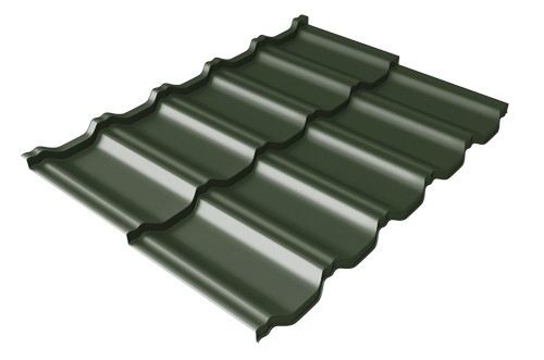 Металлочерепица модульная Квинта Uno Grand Line c 3D резом 0,5 GreenСoat Pural Matt RR 11 темно-зеленый (RAL 6020 хромовая зелень) купить в Миассе