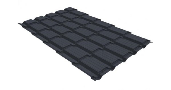 Металлочерепица GL квадро профи 0,5 GreenCoat Pural RR 23 темно-серый (RAL 7024) мокрый асфальт купить в Миассе