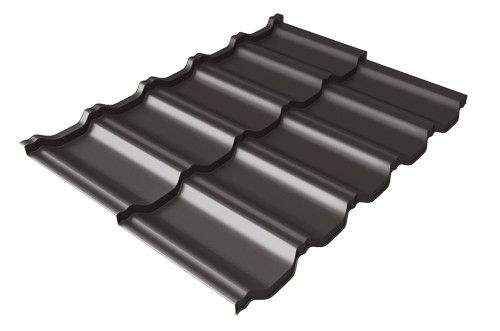 Металлочерепица модульная Квинта Uno Grand Line c 3D резом 0,5 GreenСoat Pural Matt RR 32 темно-коричневый (RAL 8019 серо-коричневый) купить в Миассе