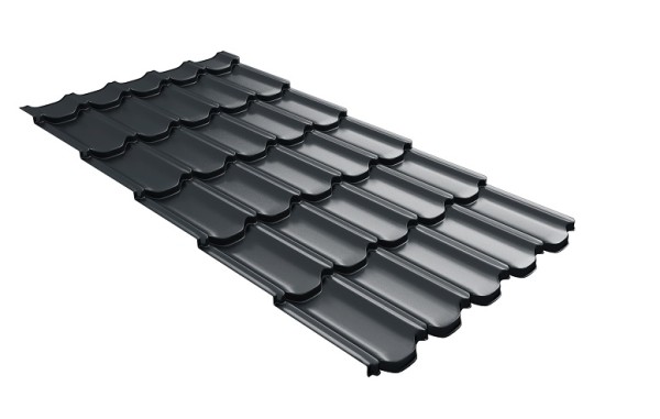 Металлочерепица квинта плюс с 3D резом 0,5 Satin RAL 7016 антрацитово-серый купить в Миассе