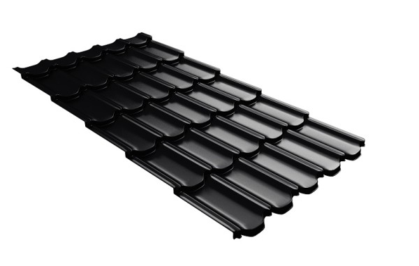 Металлочерепица квинта плюс с 3D резом 0,5 Satin RAL 9005 черный купить в Миассе