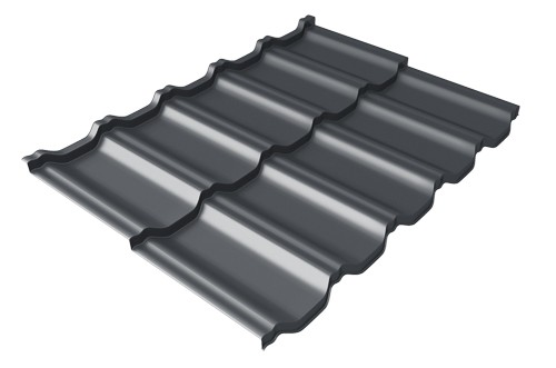 Металлочерепица модульная Квинта Uno Grand Line c 3D резом 0,5 Velur RAL 7024 мокрый асфальт купить в Миассе
