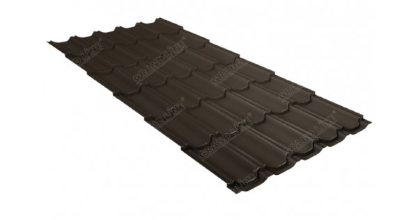 Металлочерепица квинта плюс 0,5 GreenCoat Pural Matt RR 32 темно-коричневый (RAL 8019 серо-коричневый) купить в Миассе